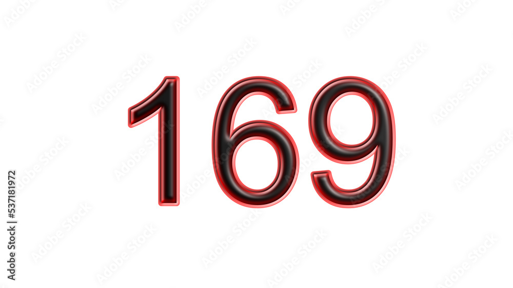 red 169 number 3d effect white background red 169 number 3d effect white background