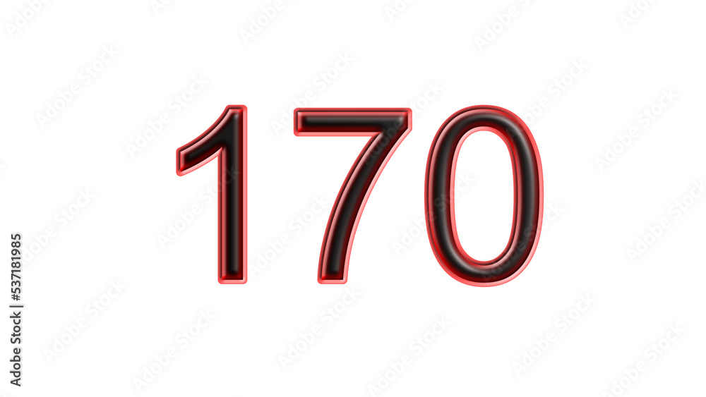 red 170 number 3d effect white background red 170 number 3d effect white background