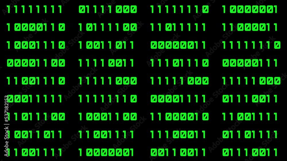 Abstract binary code background with green digits on the screen. Data, code, decryption and encoding concepts. Seamless loopable background. Abstract binary code background with green digits on the screen. Data, code, decryption and encoding concepts. Seamless loopable background.