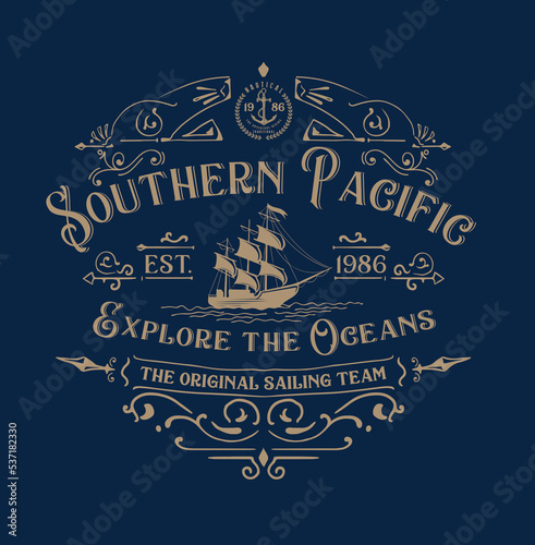 Southhern pacific.Marin vintage t shirt graphic design.