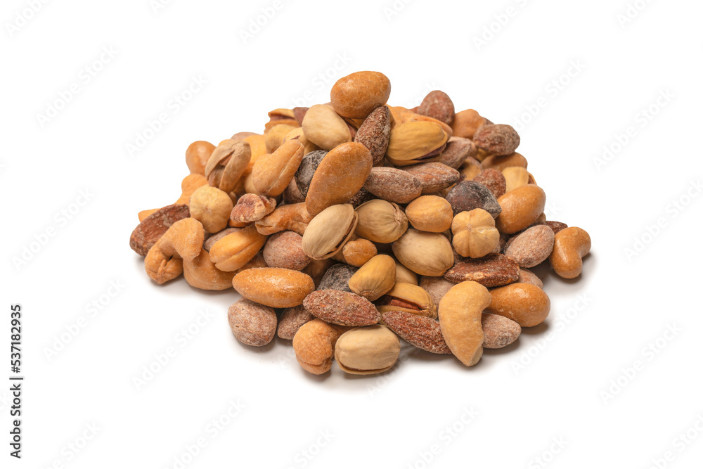 A group of almonds, pistachios, walnuts, macadamia, cashews. A group of almonds, pistachios, walnuts, macadamia, cashews.