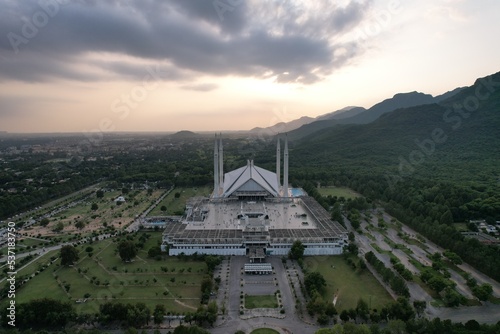 Fasil Masjid, Fasil Mosque yellow and blue sky Aerial View 
