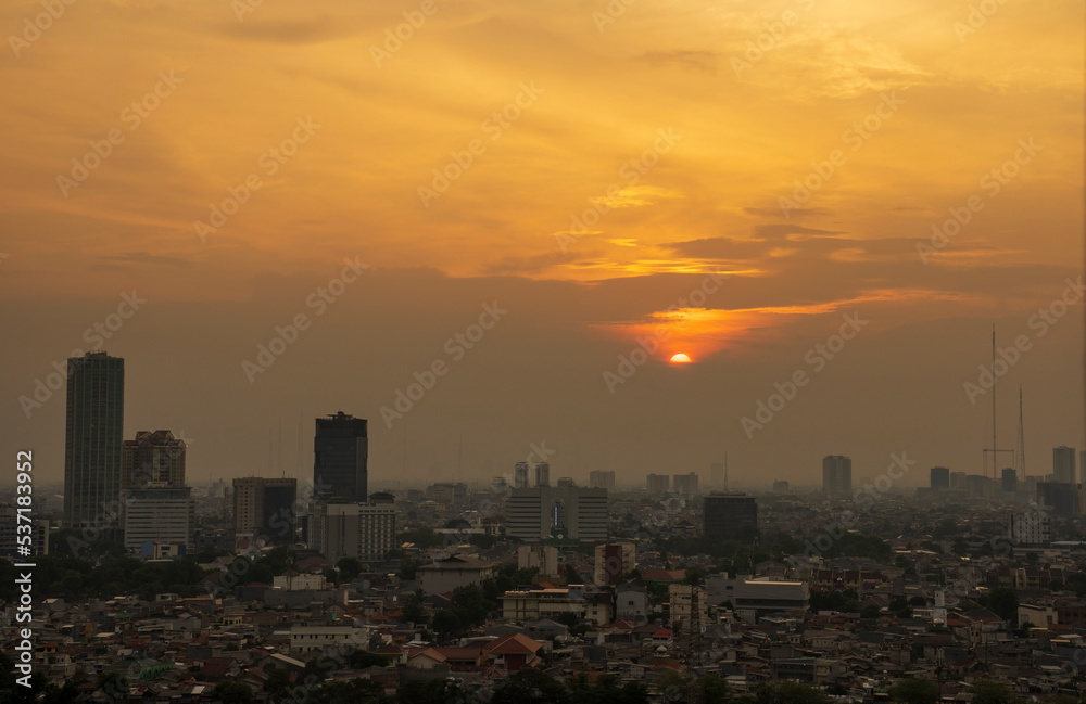 View of Jakarta City during sunset
