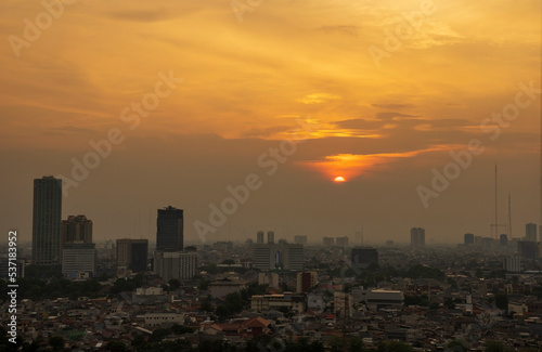 View of Jakarta City during sunset