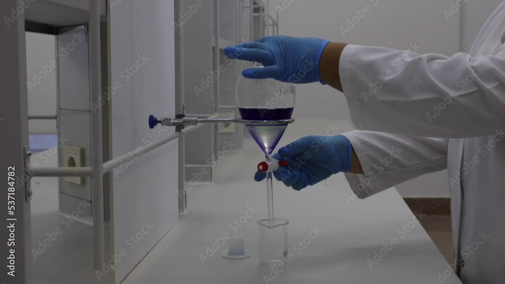 Separating funnel laboratory glassware used in liquidliquid