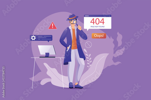 404 error concept with people scene. Vector illustration.