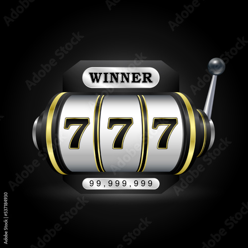 Casino or Slot machine 3D isolated on black background. lucky win the jackpot king slots 777. Gambling entertainment poulette blackjack. Gamble winner betting concept. Vector illustration.