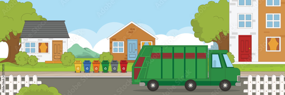 Cute and nice design of waste management and interior objects vector design