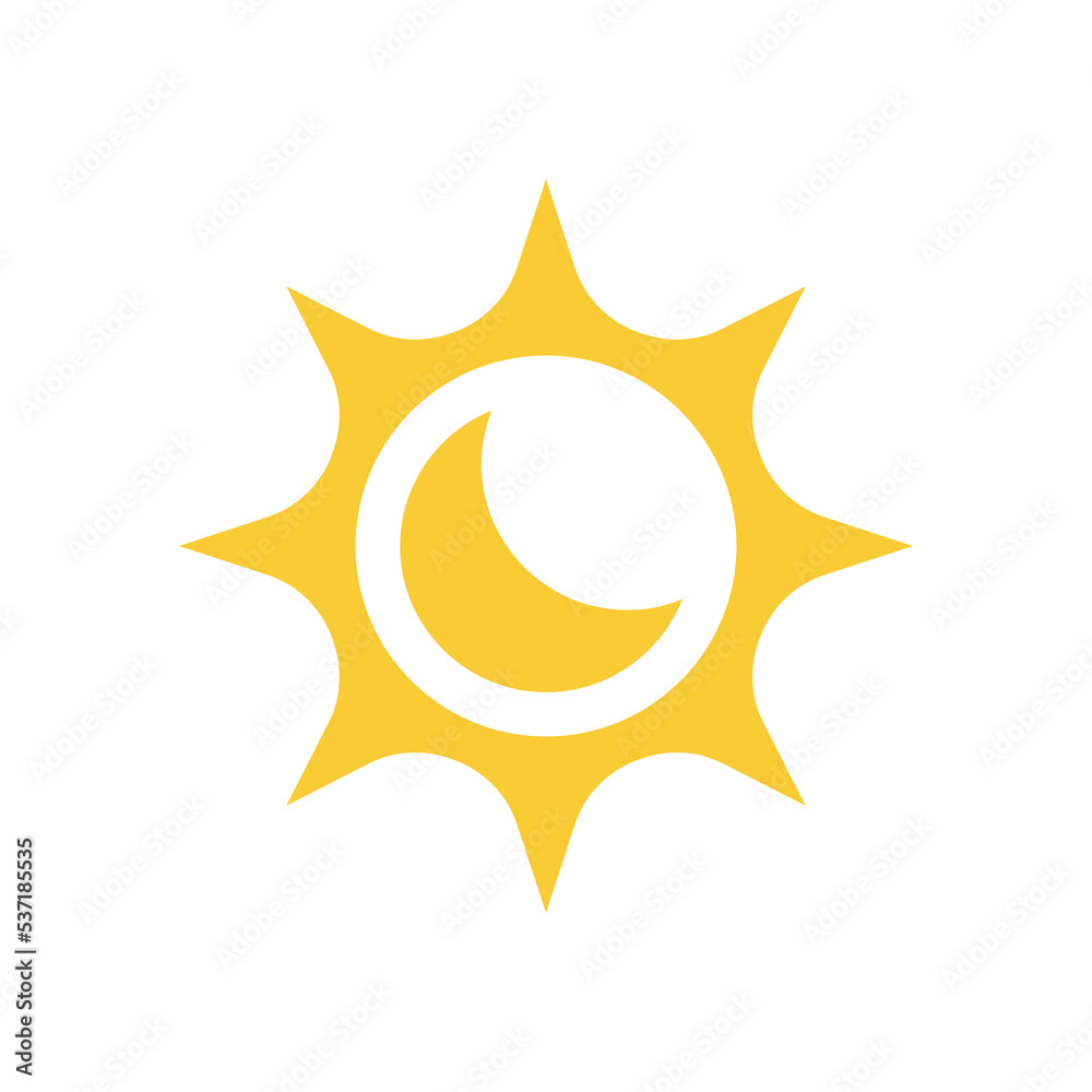 Sun and moon vector icon. Night and day filled glyph symbol. Sun and moon vector icon. Night and day filled glyph symbol.