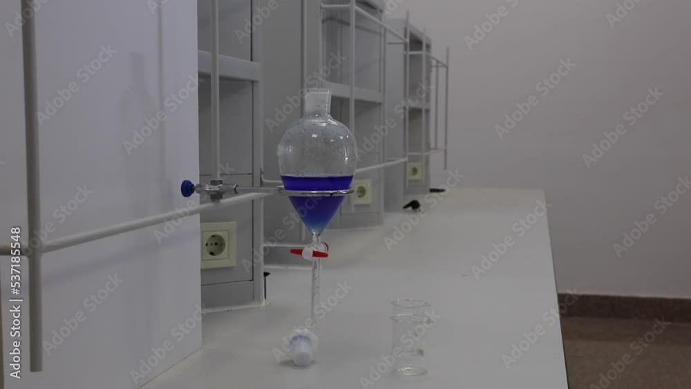 Separating funnel laboratory glassware used in liquidliquid