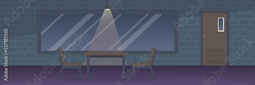 Cute and nice design of Interrogation room with furniture and interior objects vector design