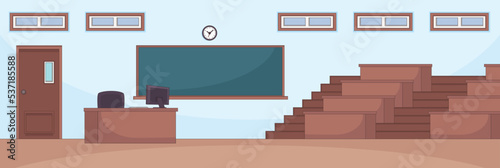 Cute and nice design of lecture room with furniture and interior objects vector design