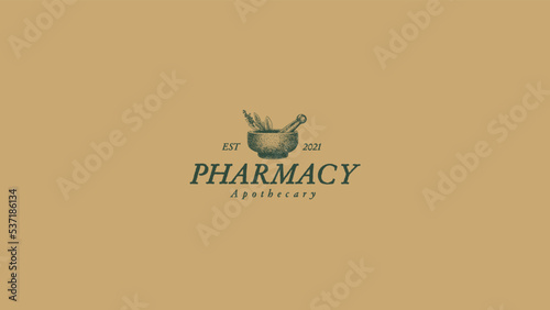 Apothecary pharmacy vector logo with a vintage design