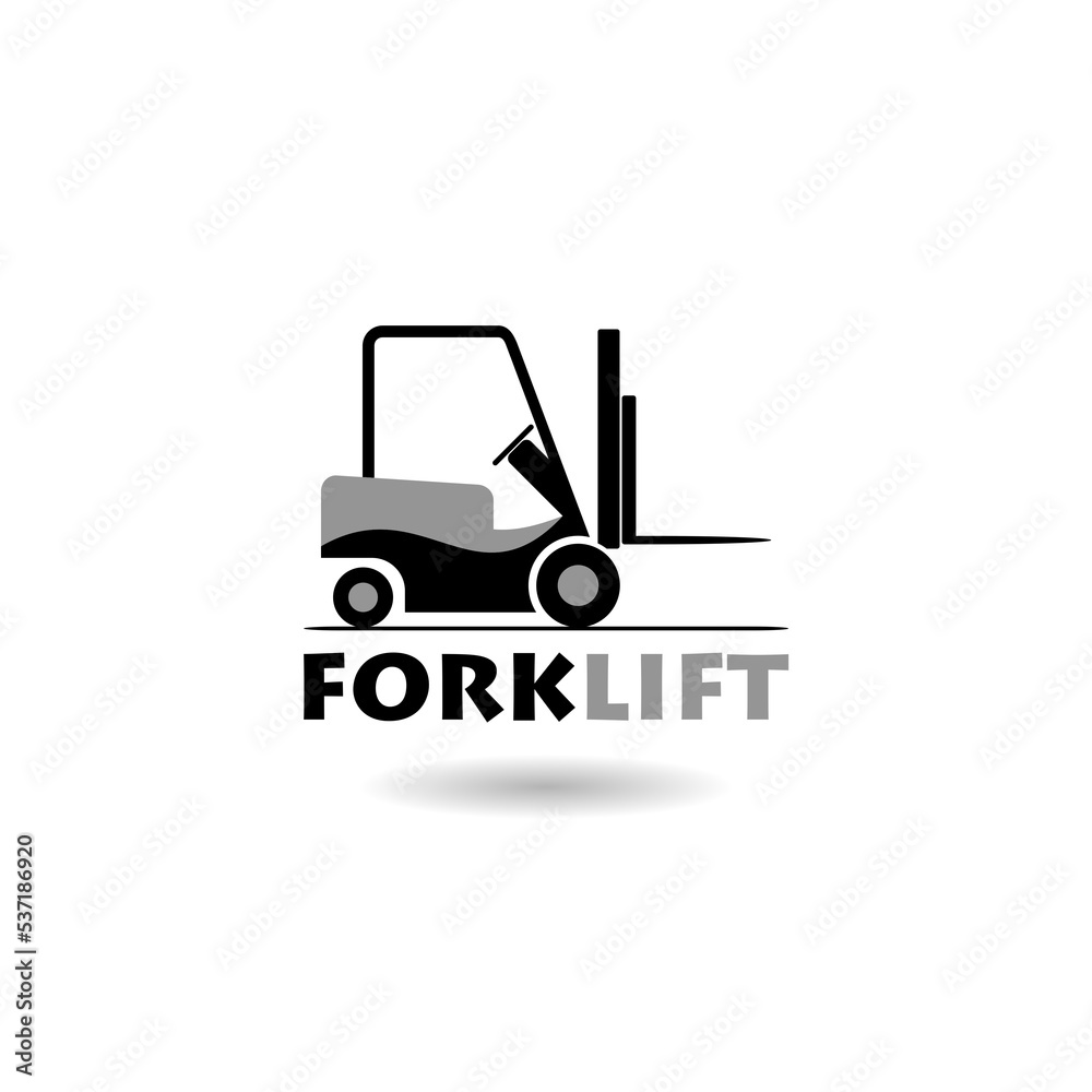 Forklift truck icon logo with shadow