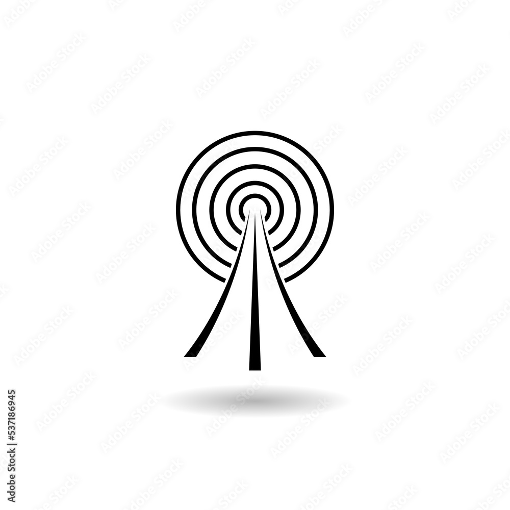 Tower telecommunication icon logo with shadow Tower telecommunication icon logo with shadow