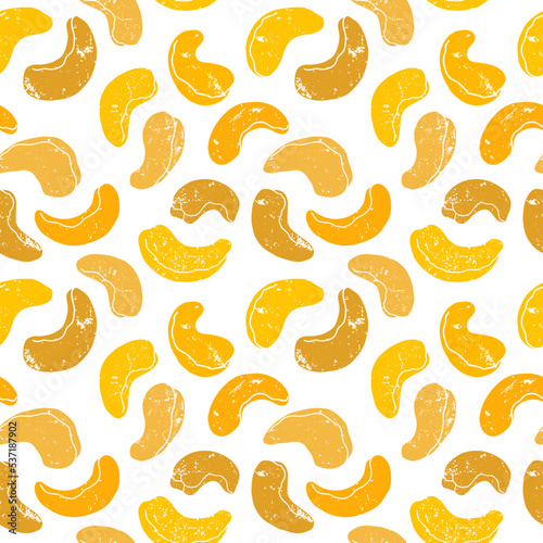 Vector seamless pattern with cashew. Vegan food illustration.