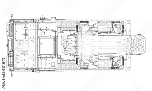 Military track missle system. Vector