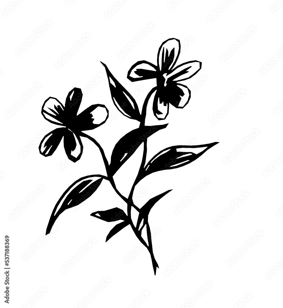 Stylized flower in black on a white background Stylized flower in black on a white background