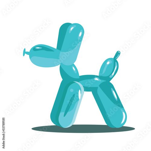 turquoise dog made of balloons