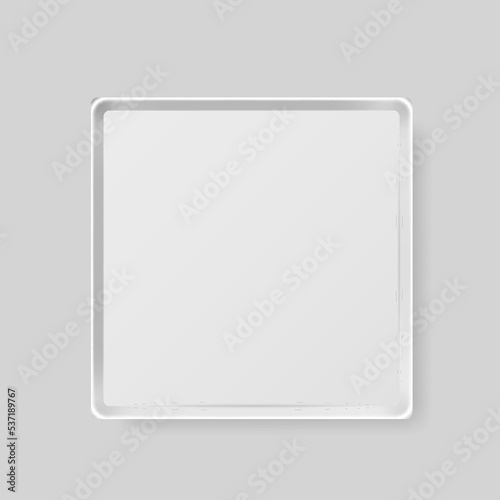 White square plate tray. Kitchen dish for food, plate for restaurant, porcelain ceramic dishware