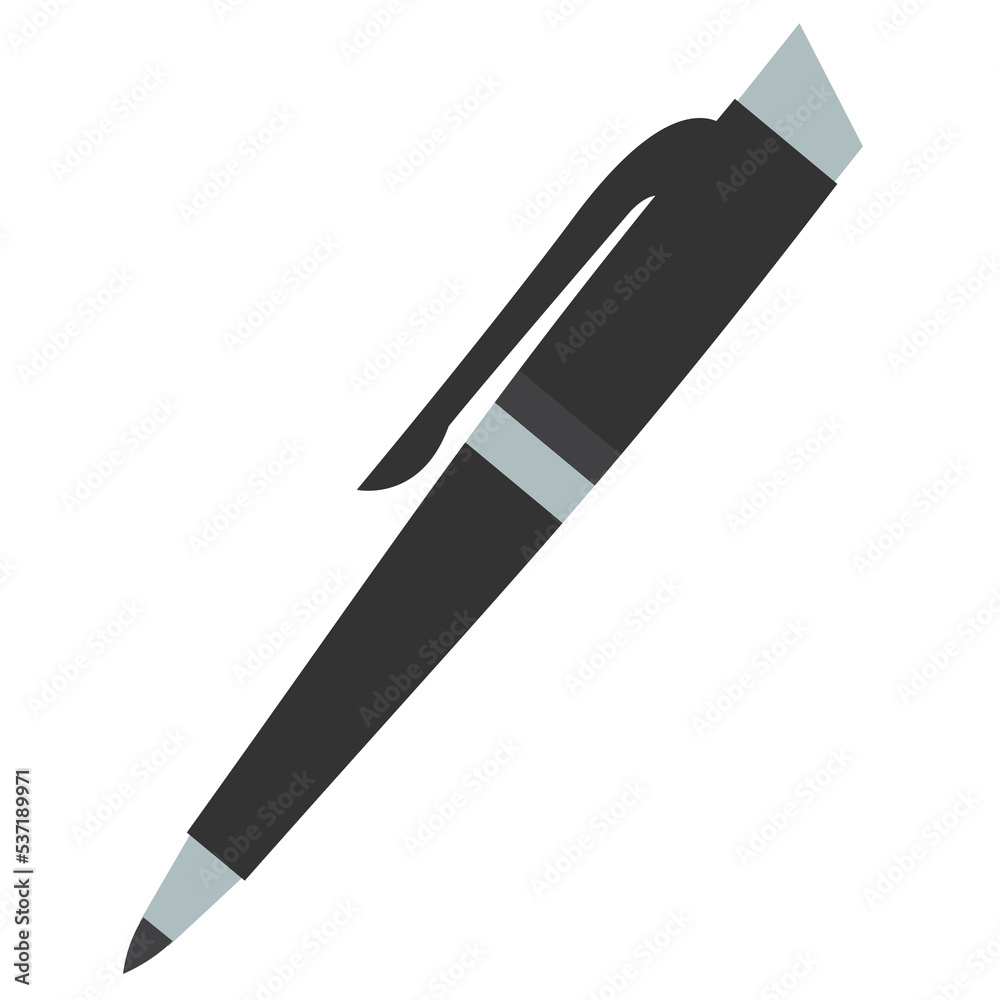 Black ballpoint pen with a cap Black ballpoint pen with a cap