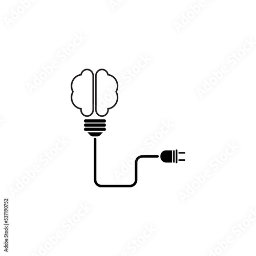 Brain light bulb icon on white background vector illustration