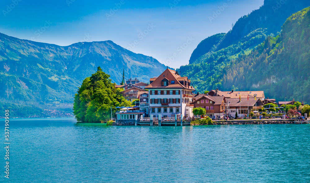 Fishing village of  Iseltwald  on Lake Brienz, Switzerland.
