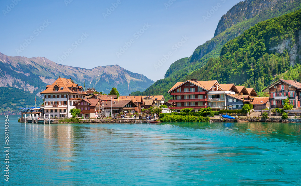 Fishing village of  Iseltwald  on Lake Brienz, Switzerland.