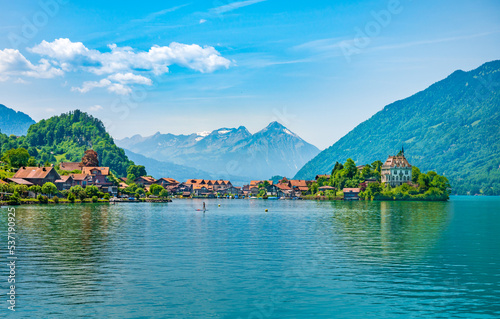 Fishing village of  Iseltwald  on Lake Brienz, Switzerland. photo