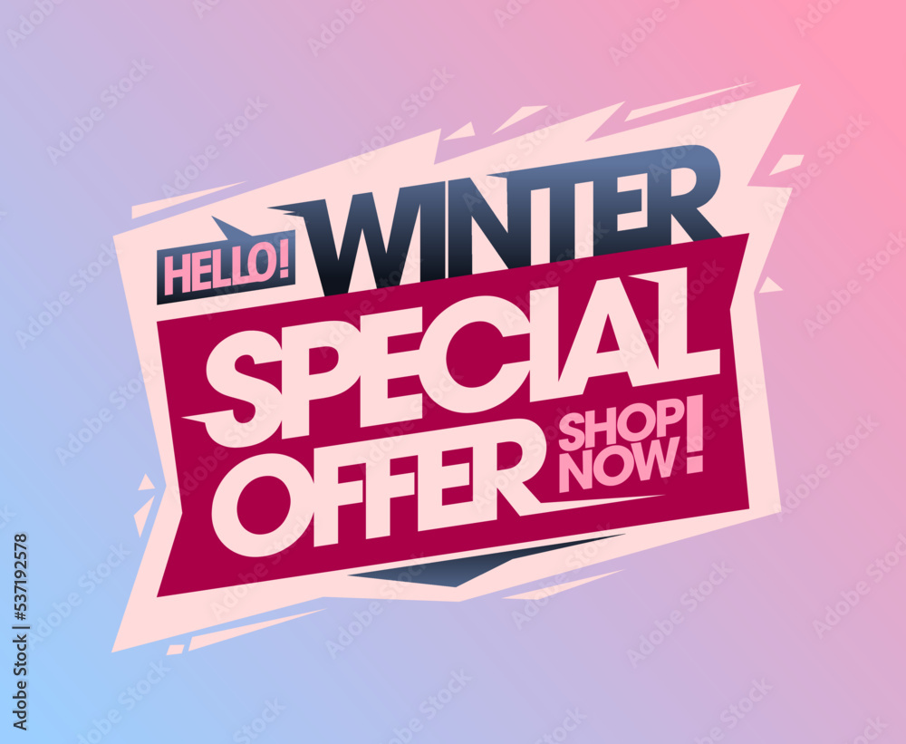 Fototapeta premium Winter special offer, shop now, sale web banner or flyer