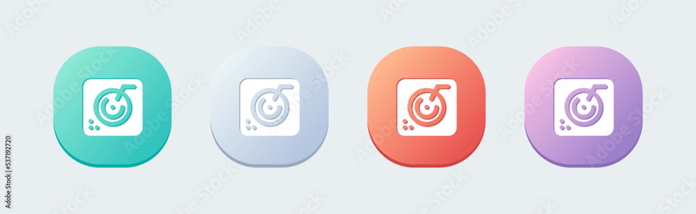 Turntable solid icon in flat design style. Dj signs vector illustration. Turntable solid icon in flat design style. Dj signs vector illustration.