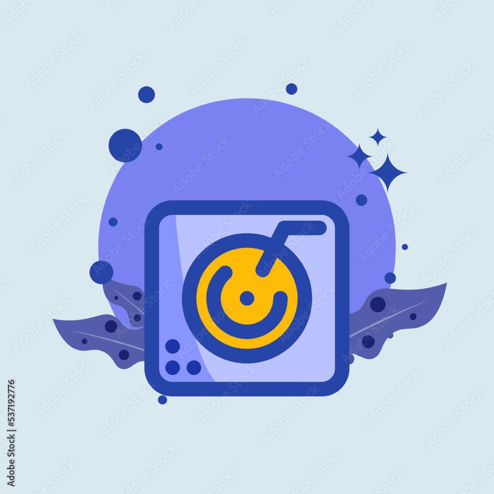 Fototapeta premium Turntable flat illustration. Dj signs vector illustration.