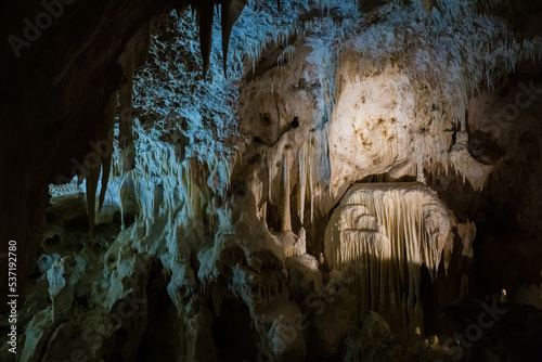 Fotografi Fairy views from The Frasassi Caves (Italian: Grotte di Frasassi) - the most famous show caves in Italy