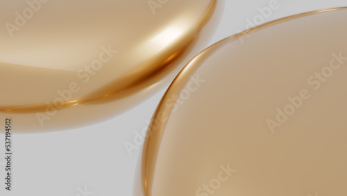 Abstract gold circle pebble, beauty fashion background. 3d rendering