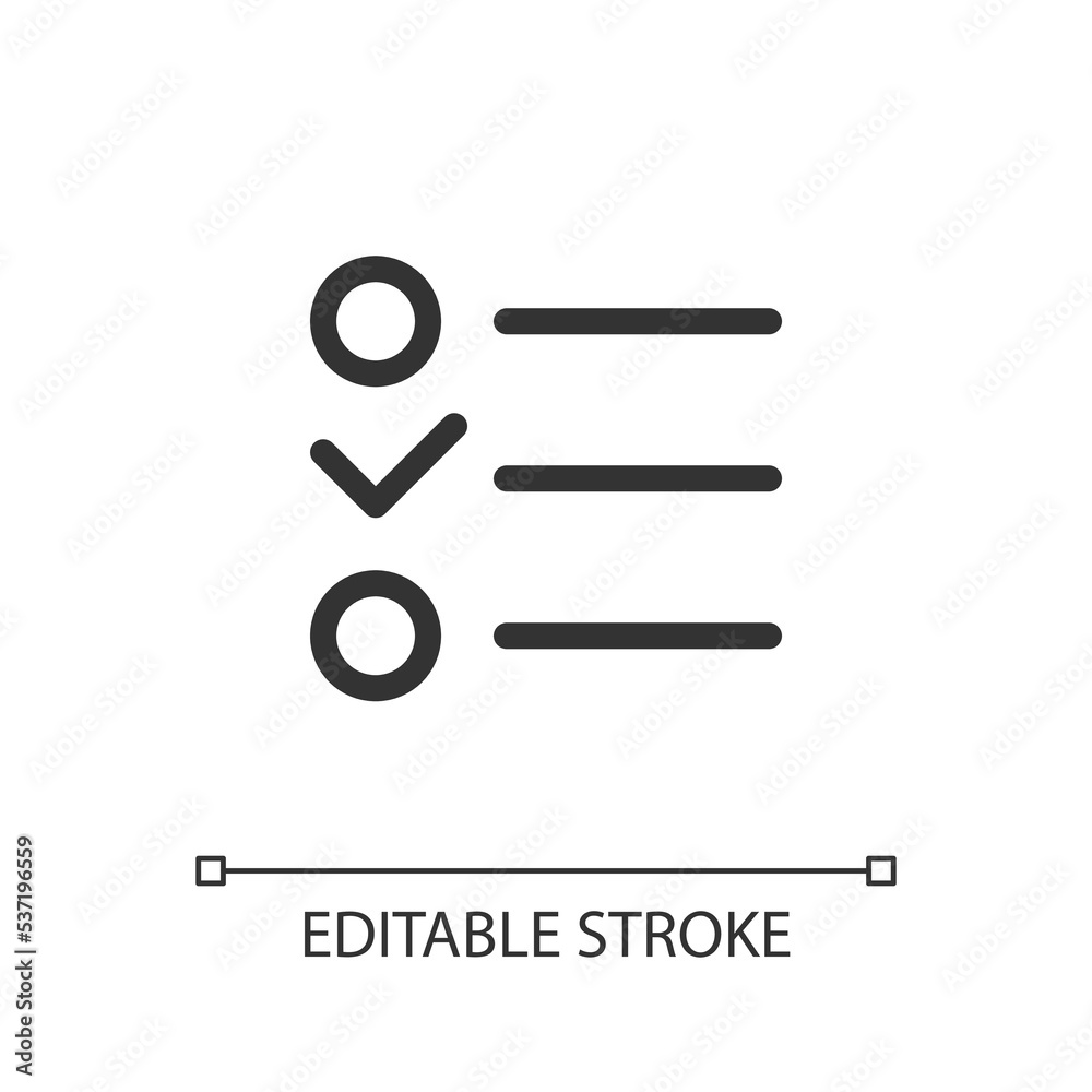 Checklist pixel perfect linear ui icon. To do list online. Digital planner tool. GUI, UX design. Outline isolated user interface element for app and web. Editable stroke. Poppins font used Checklist pixel perfect linear ui icon. To do list online. Digital planner tool. GUI, UX design. Outline isolated user interface element for app and web. Editable stroke. Poppins font used