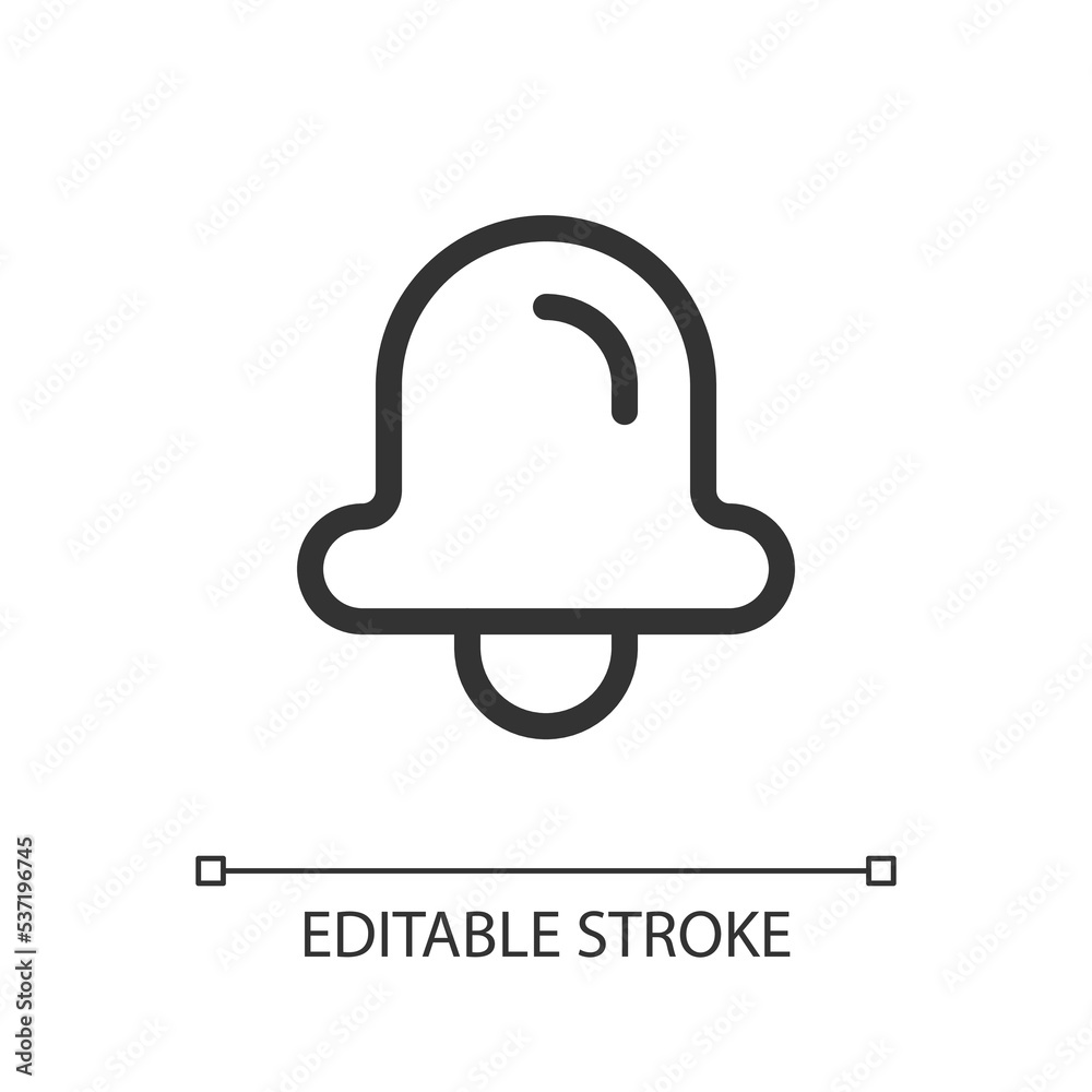 Bell pixel perfect linear ui icon. Notification from app. Informational ...