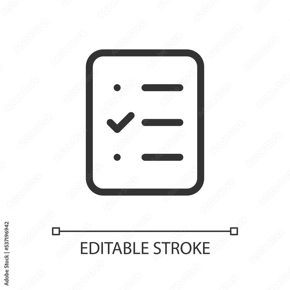 Survey pixel perfect linear ui icon. Answer question. Experience share. Poll for customers. GUI, UX design. Outline isolated user interface element for app and web. Editable stroke. Poppins font used Survey pixel perfect linear ui icon. Answer question. Experience share. Poll for customers. GUI, UX design. Outline isolated user interface element for app and web. Editable stroke. Poppins font used