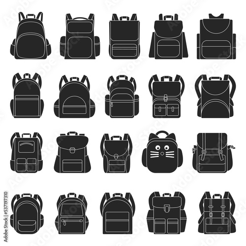 School bag vector black icon. Isolated black set icon rucksack.Vector illustration school bag on white background .