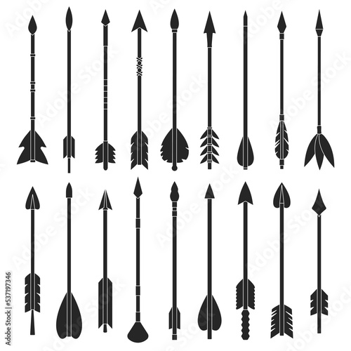 Arrow vector black set icon. Isolated black set icon weapon.Vector illustration arrow on white background.
