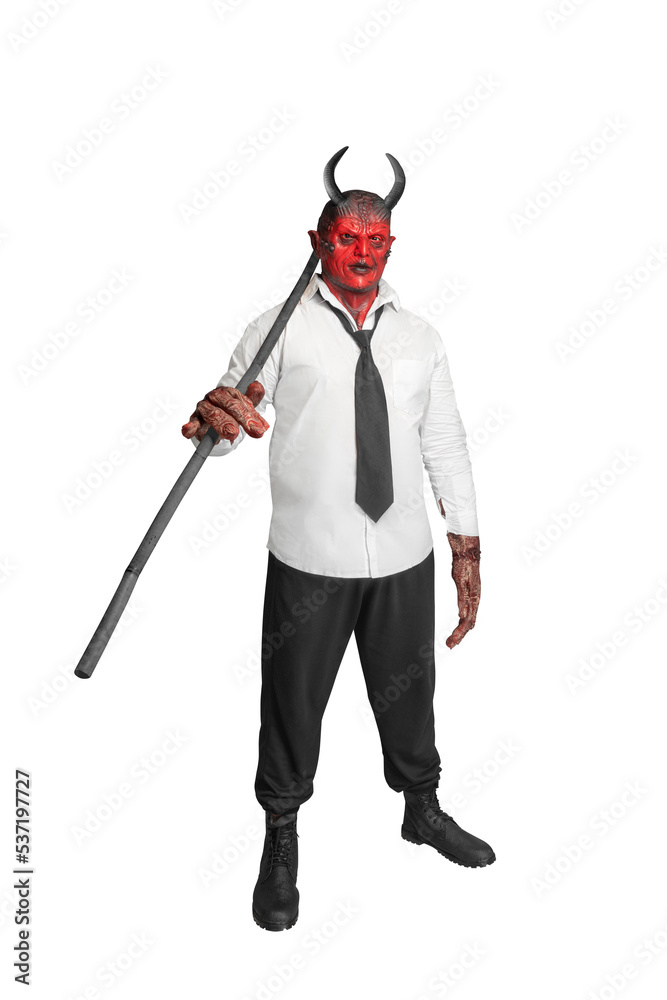 Fototapeta premium Devilman holding sticks