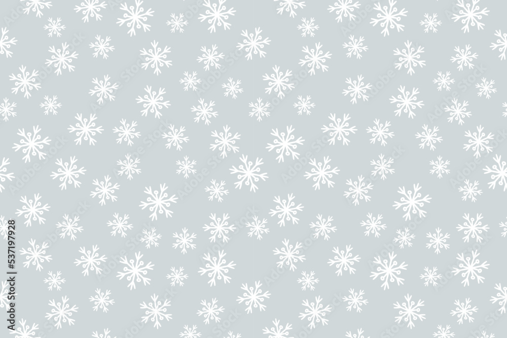 Vector Christmas, new year, gray holidays snowflakes pattern horizontal background. Winter hand drawn texture for print, paper, design, decor, gift, backgrounds Vector Christmas, new year, gray holidays snowflakes pattern horizontal background. Winter hand drawn texture for print, paper, design, decor, gift, backgrounds