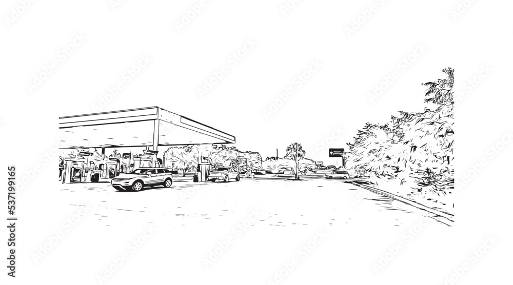 Fototapeta premium Building view with landmark of Panama is the country in Central America. Hand drawn sketch illustration in vector.