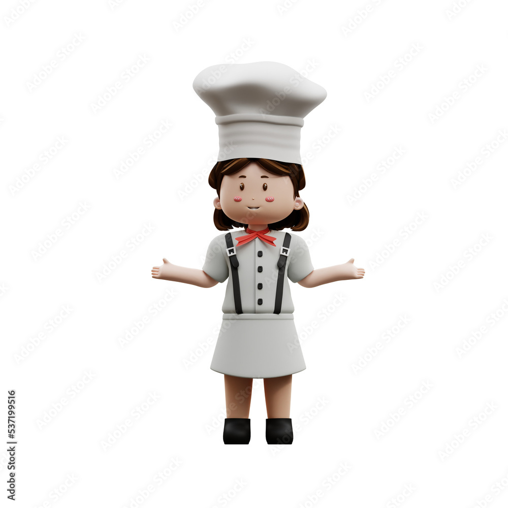3d rendering female chef cute
3d rendering female chef cute