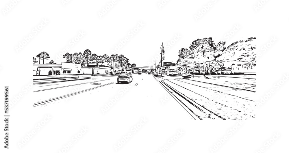 Building view with landmark of Panama is the
country in Central America. Hand drawn sketch illustration in vector. Building view with landmark of Panama is the
country in Central America. Hand drawn sketch illustration in vector.