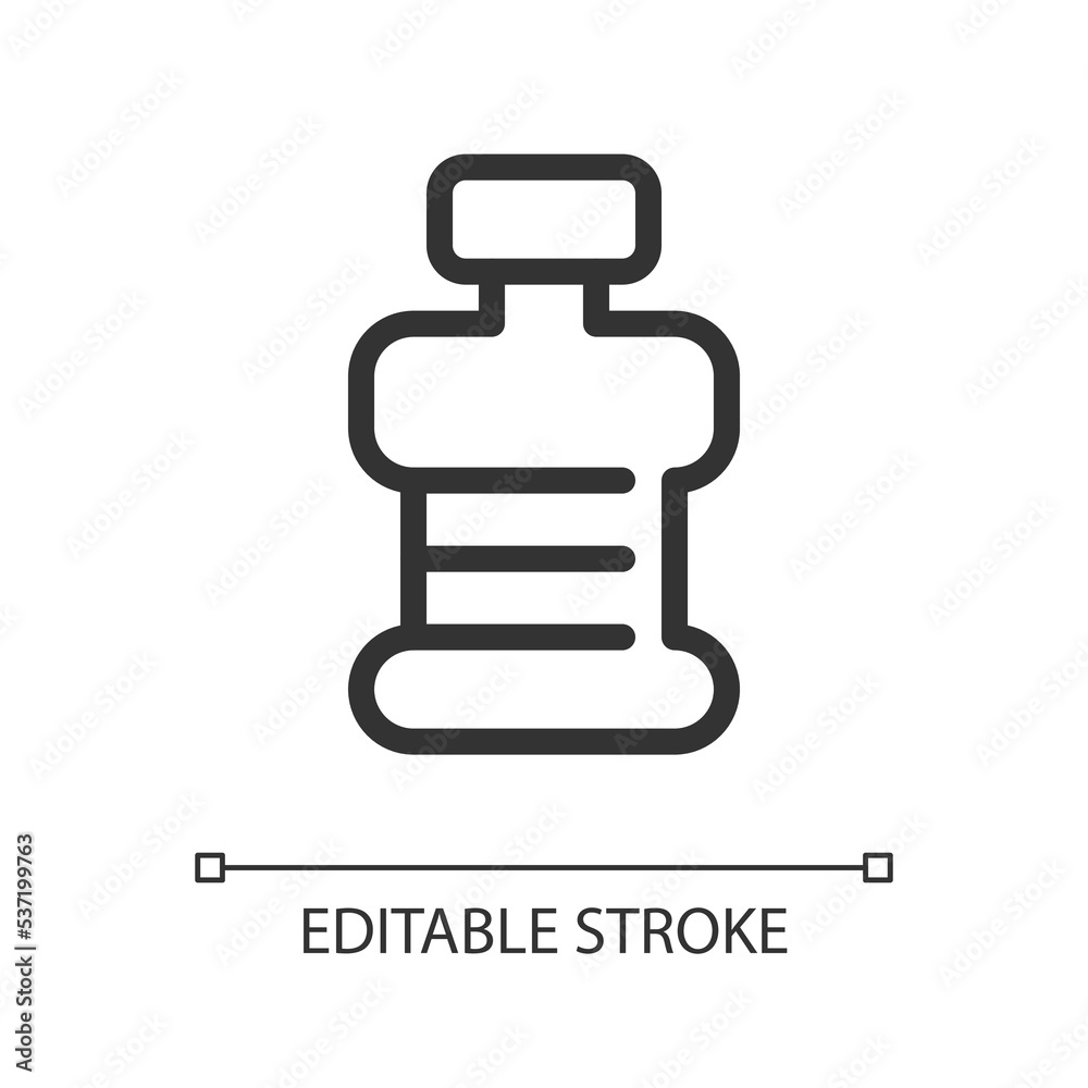 Fitness bottle pixel perfect linear ui icon. Healthy and active lifestyle. Gym hydration. GUI, UX design. Outline isolated user interface element for app and web. Editable stroke. Arial font used Fitness bottle pixel perfect linear ui icon. Healthy and active lifestyle. Gym hydration. GUI, UX design. Outline isolated user interface element for app and web. Editable stroke. Arial font used
