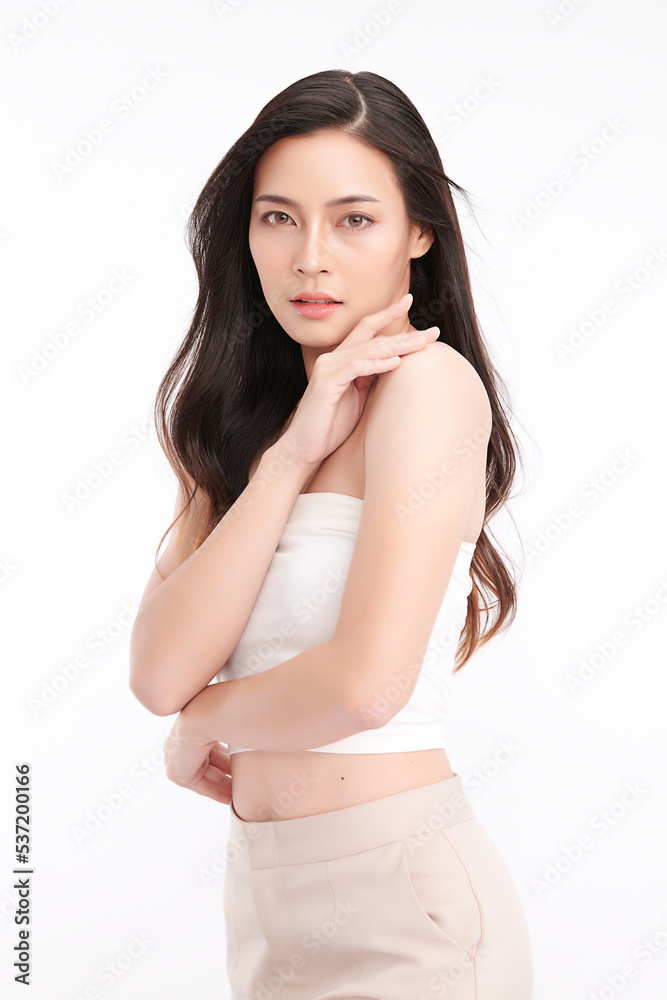 Beautiful young asian woman with clean fresh skin on white background, Face care, Facial treatment, Cosmetology, beauty and spa, Asian women portrait. Beautiful young asian woman with clean fresh skin on white background, Face care, Facial treatment, Cosmetology, beauty and spa, Asian women portrait.