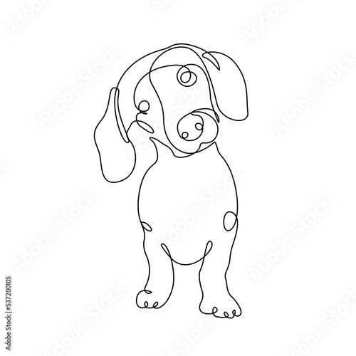 Dog Continuous Single Line Drawing. Cute Dog One Line Drawing Abstract Minimalist Illustration. Puppy Abstract Simple Drawing. Vector EPS 10.