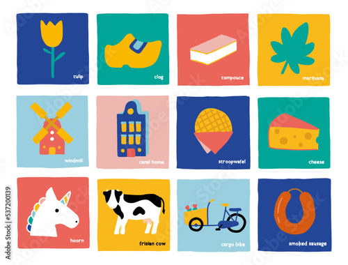 Set of Cultural Icons of Netherlands