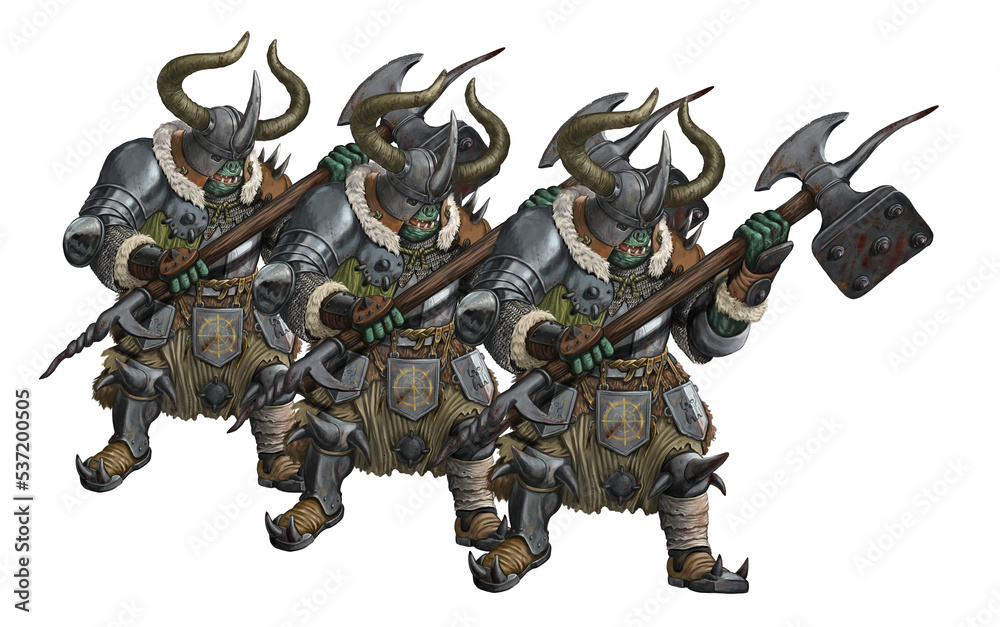 Army of Orcs. Fantasy orc illustration. Goblin with ax drawing. Army of Orcs. Fantasy orc illustration. Goblin with ax drawing.