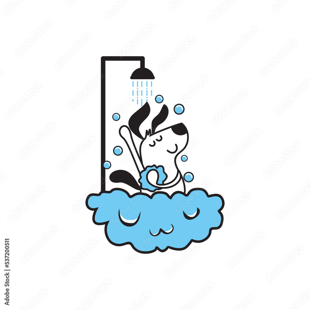 Dog taking bath illustration Dog taking bath illustration